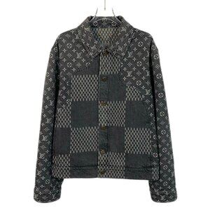 Louis Vuitton Monogram Denim Jacket Black & Grey Cotton Button-Up Mens Outerwear